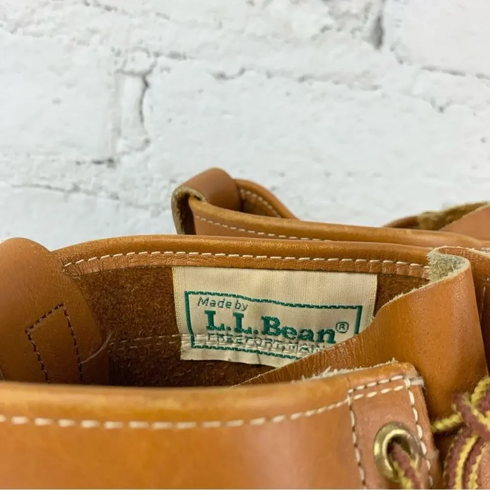 L.L. Bean Brown Leather Duck Bean Boots Unlined Lace Up Tall 11 GW W11/M9